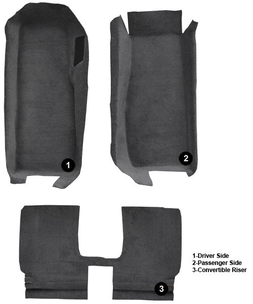 2005-2013 Chevrolet Corvette Convertible Front With Riser With Pad 801 Black Cutpile