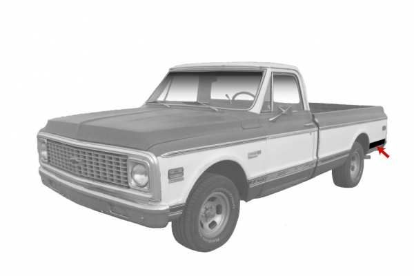 *1969-72 Chevrolet, GMC, Shortbox Truck & Blazer; Lower Bed Molding - Black, Driver