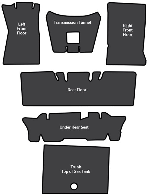 1965-1973 Ford Mustang Convertible Sound Deadener 6pc EVA