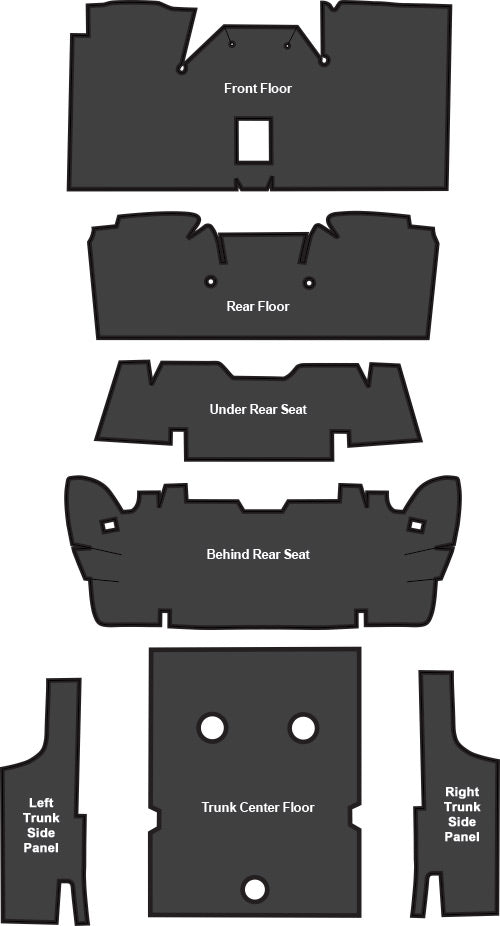 1967-1970 Mercury Cougar Coupe Sound Deadener 7pc EVA