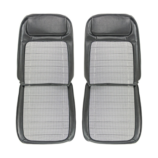*1968 Chevrolet Camaro; Deluxe Houndstooth Front Bucket Seat Covers - Black, Pair