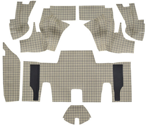 1961-1963 Ford Thunderbird Trunk Mat Convertible Without Boards 25F Black & Gray Small Plaid Fleece