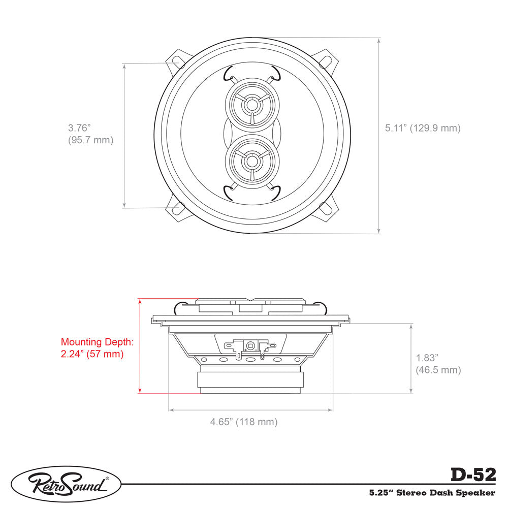 RetroSound 5.25" Stereo Dash Speaker Replacement for 1976-1978 Jeep CJ7