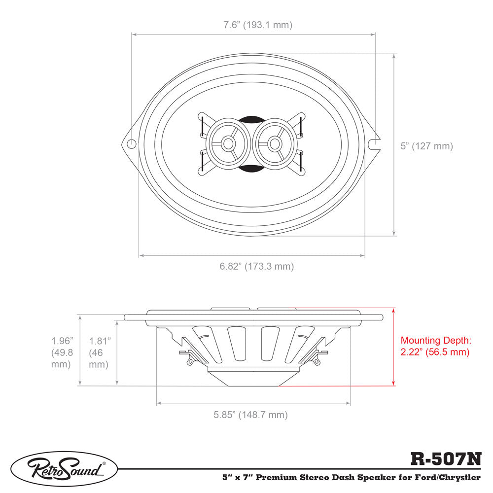 1961-1966 Ford F-Series Trucks 5 x 7" Dual Voice Coil Premium Dash Speaker