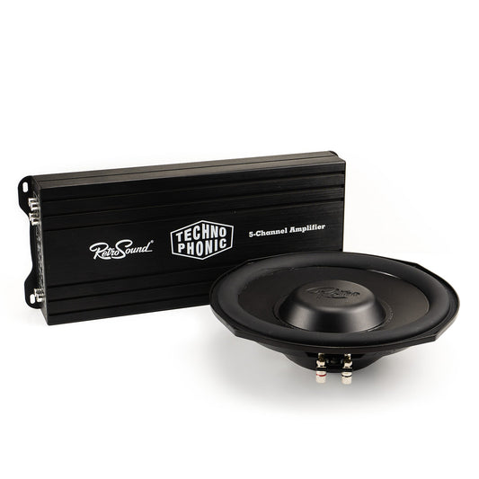 Technophonic 5-Channel Amplifier + R-TW84 Shallow-Mount Subwoofer Bundle