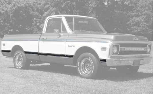 *1969-72 GM Truck, Longbed; Lower Molding Kit, w/ Adhesive Strips (12pcs) - Woodgrain