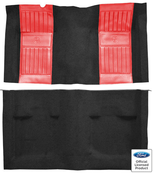 1971-1973 Ford Mustang Mach 1 With 2 Red Running Pony Inserts Without Shifter Cut Fastback 603 Medium Red Nylon