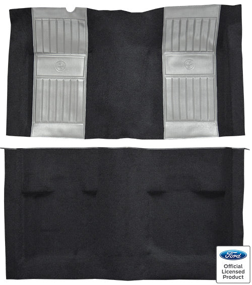 1971-1973 Ford Mustang Mach 1 With 2 Gray Running Pony Inserts Without Shifter Cut Fastback 601 Black Nylon