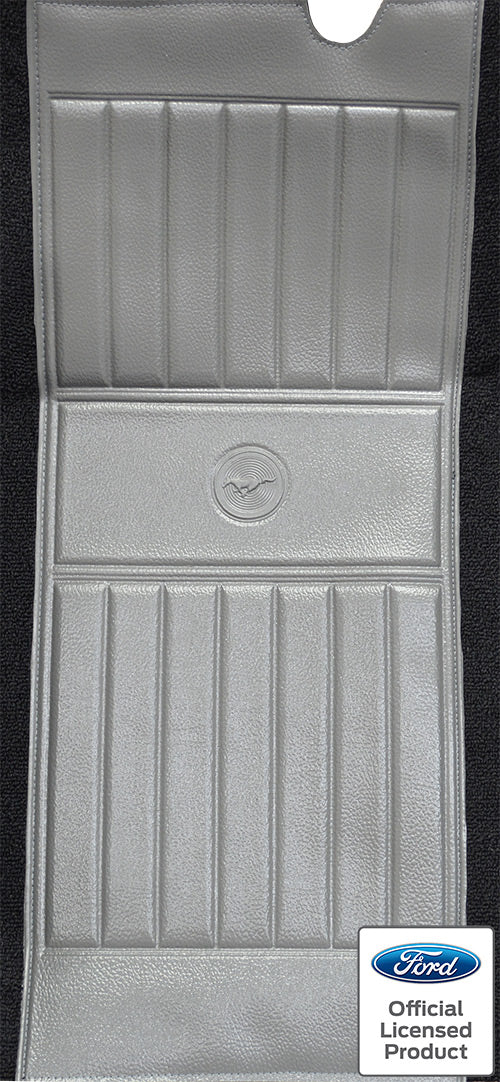 1971-1973 Ford Mustang Mach 1 With 2 Gray Running Pony Inserts Without Shifter Cut Fastback 601 Black Nylon