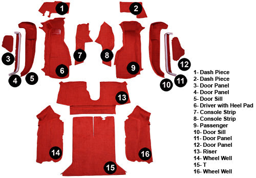 1992-1993 Chevrolet Corvette Coupe With 1 Door Latch Complete 9205 Cognac Cutpile Mass