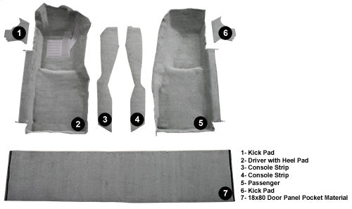1978-1980 Chevrolet Corvette Front With Console Strips Kick Panels & Door Panels 810 Brown Cutpile Mass