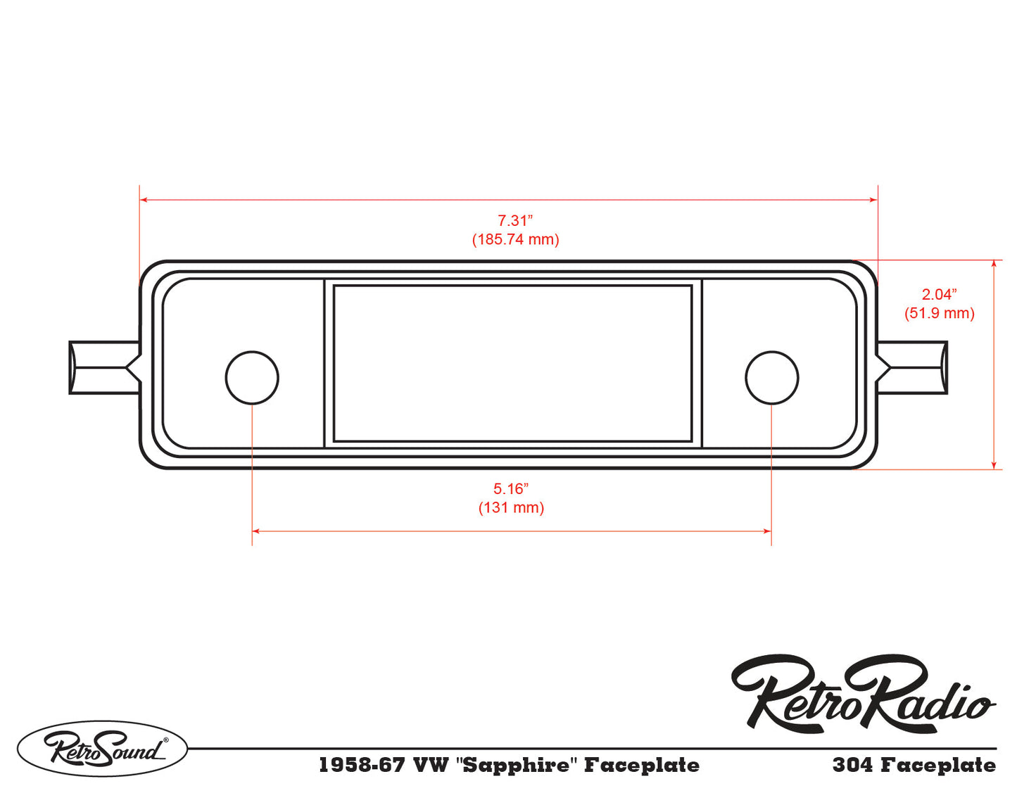 1958-1967 Volkswagen Beetle RetroRadio with "Sapphire"-style Plate