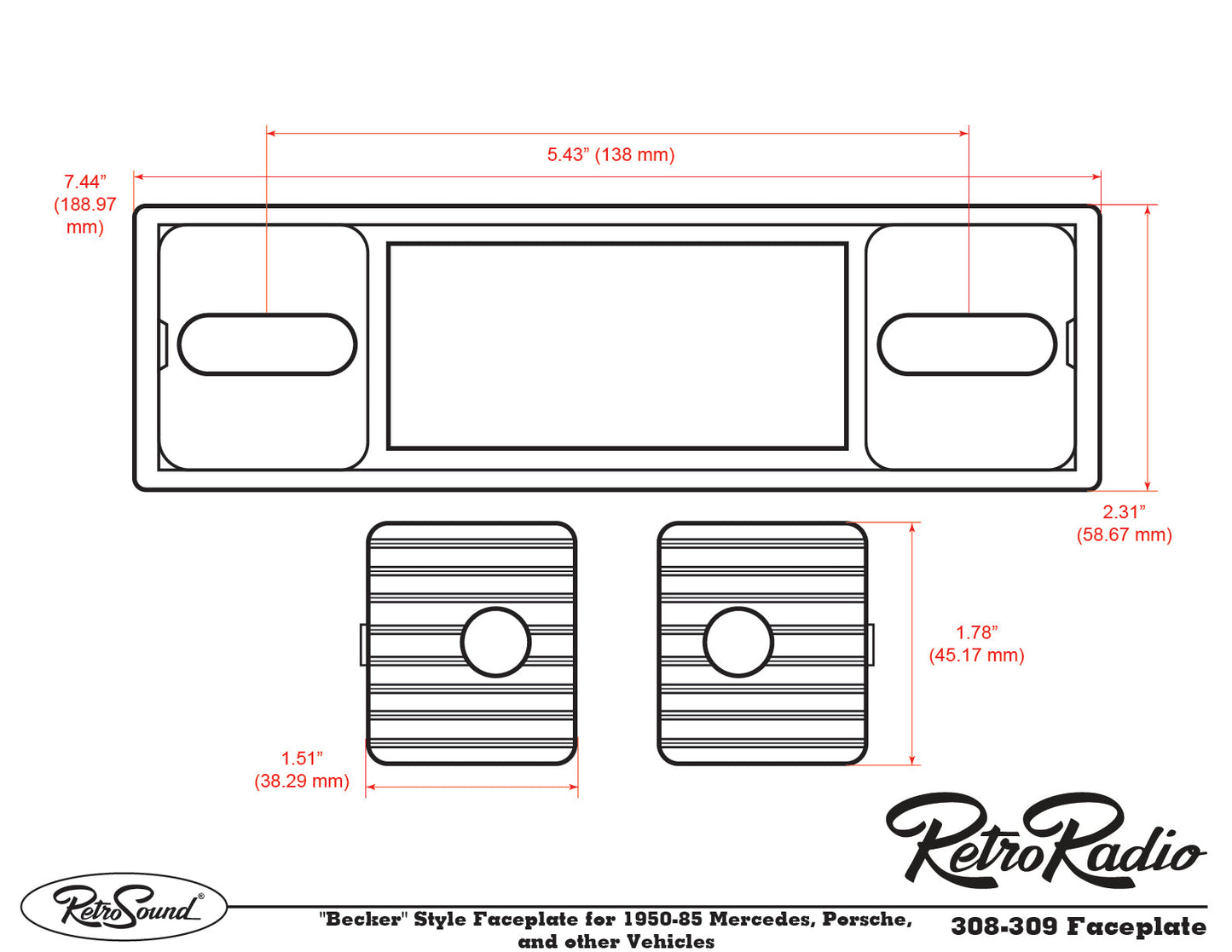 1955-1959 Mercedes-Benz 300 Series RetroRadio with Chrome Faceplate