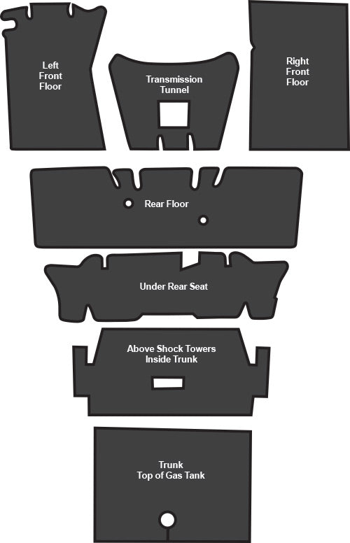 1965-1973 Ford Mustang Fastback Sound Deadener 7pc EVA