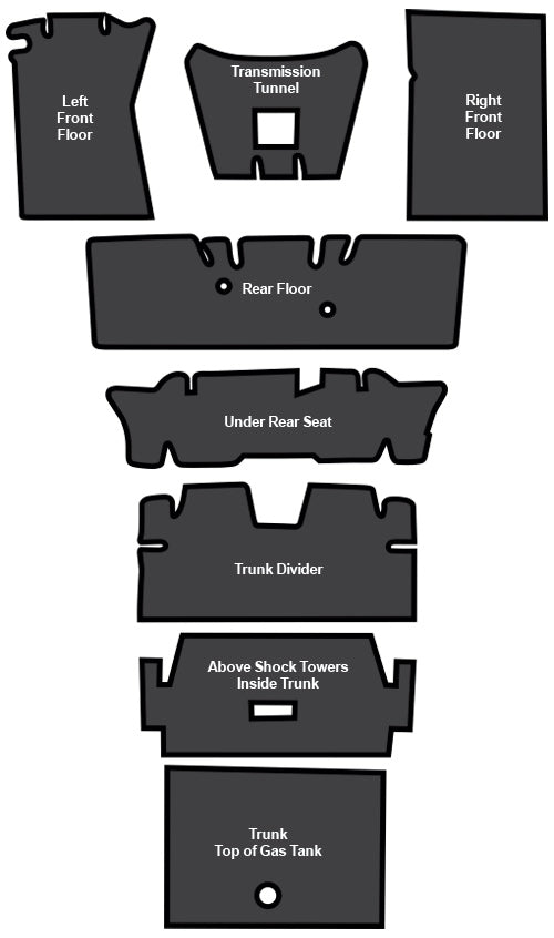 1965-1973 Ford Mustang Coupe Sound Deadener 8pc EVA