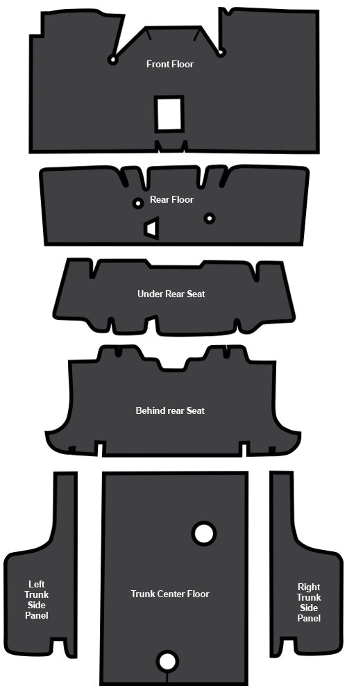 1971-1973 Mercury Cougar Convertible Sound Deadener 7pc EVA