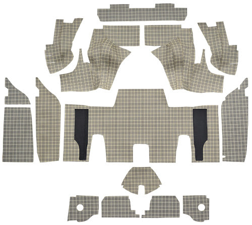 1961-1963 Ford Thunderbird Trunk Mat Convertible With Boards 25B Black & Gray Small Plaid Burtex