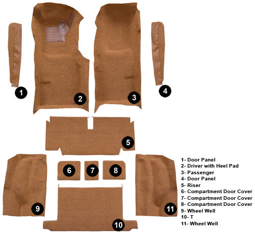 1971-1972 Chevrolet Corvette Roadster Auto Complete With Pad 7140 Medium Saddle Cutpile Mass