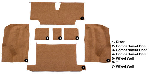 1973-1975 Chevrolet Corvette Roadster Rear Without Pad 812 Royal Blue Cutpile