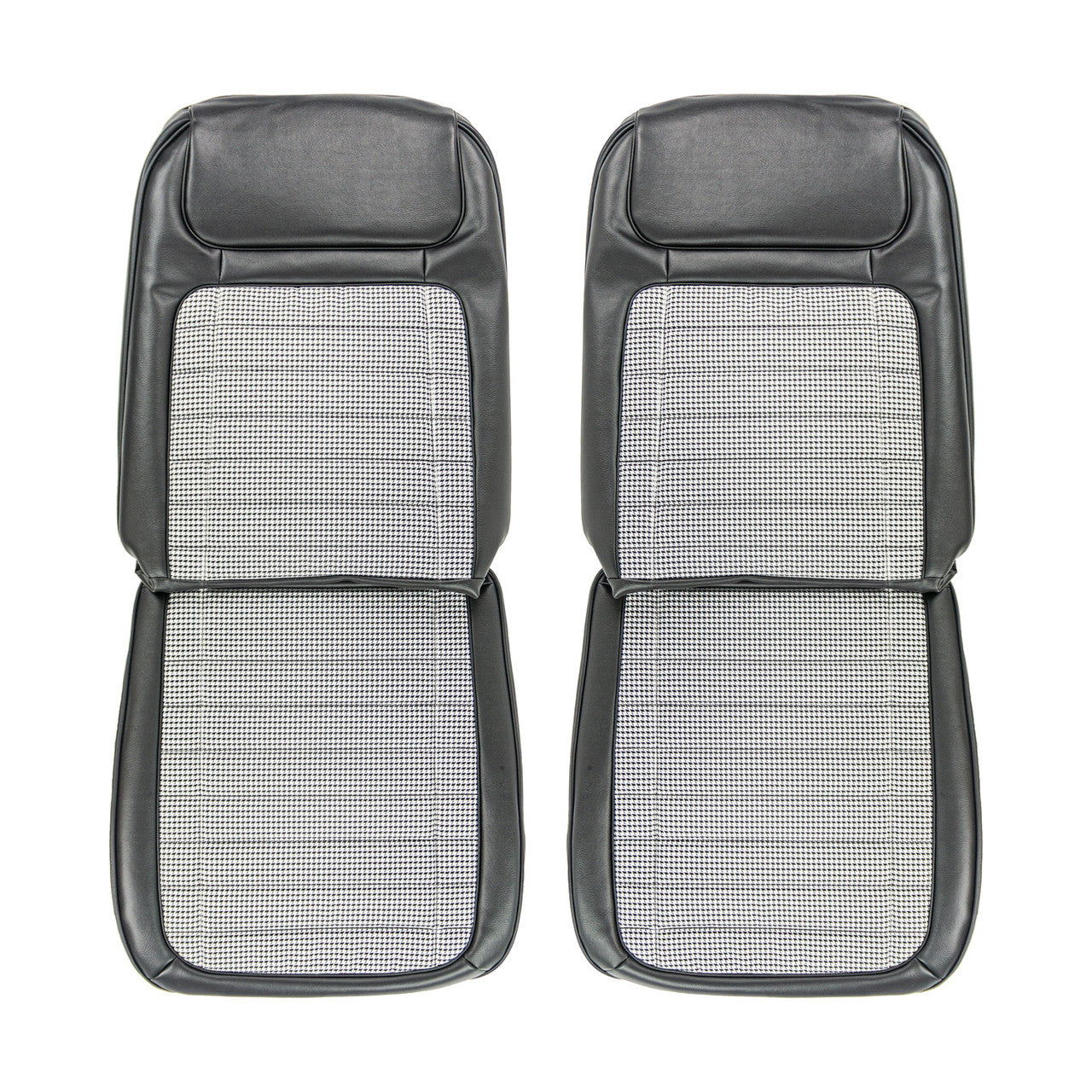 *1968 Chevrolet Camaro; Deluxe Houndstooth Front Bucket Seat Covers - Black, Pair