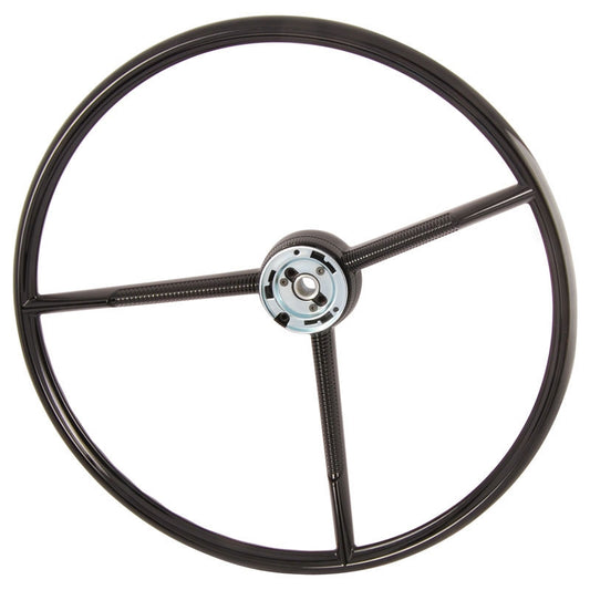 Dennis Carpenter - 3 Spoke Steering Wheel In Black - 1961-70 Ford Truck, 1960-63 Ford Falcon, 1960-63 Mercury Comet