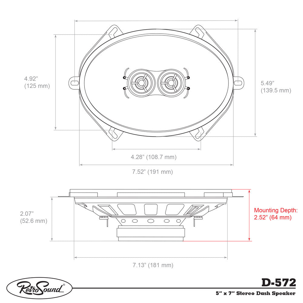 Standard Series Rear Seat Replacement Speaker for 1959-1966 Cadillac Sixty-two Convertible
