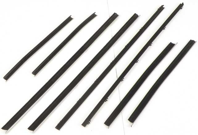 *1969-70 Dodge Coronet, Convertible; Horizontal Door & Quarter Window Glass Run Windowfelt Set, Inner & Outer (8pcs)