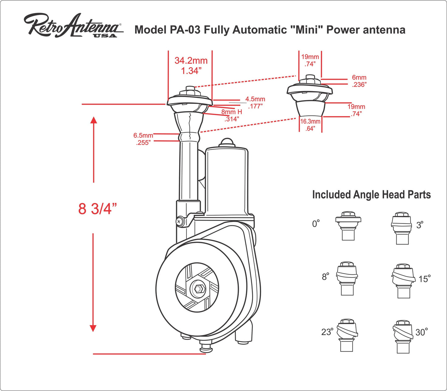 1999-2004 Ford Mustang Fully Automatic Mini Power Antenna