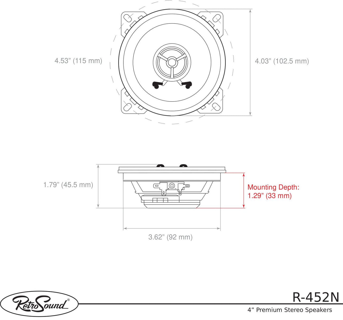 RetroSound Premium 4" Ultra-thin 2-way Speaker Pair