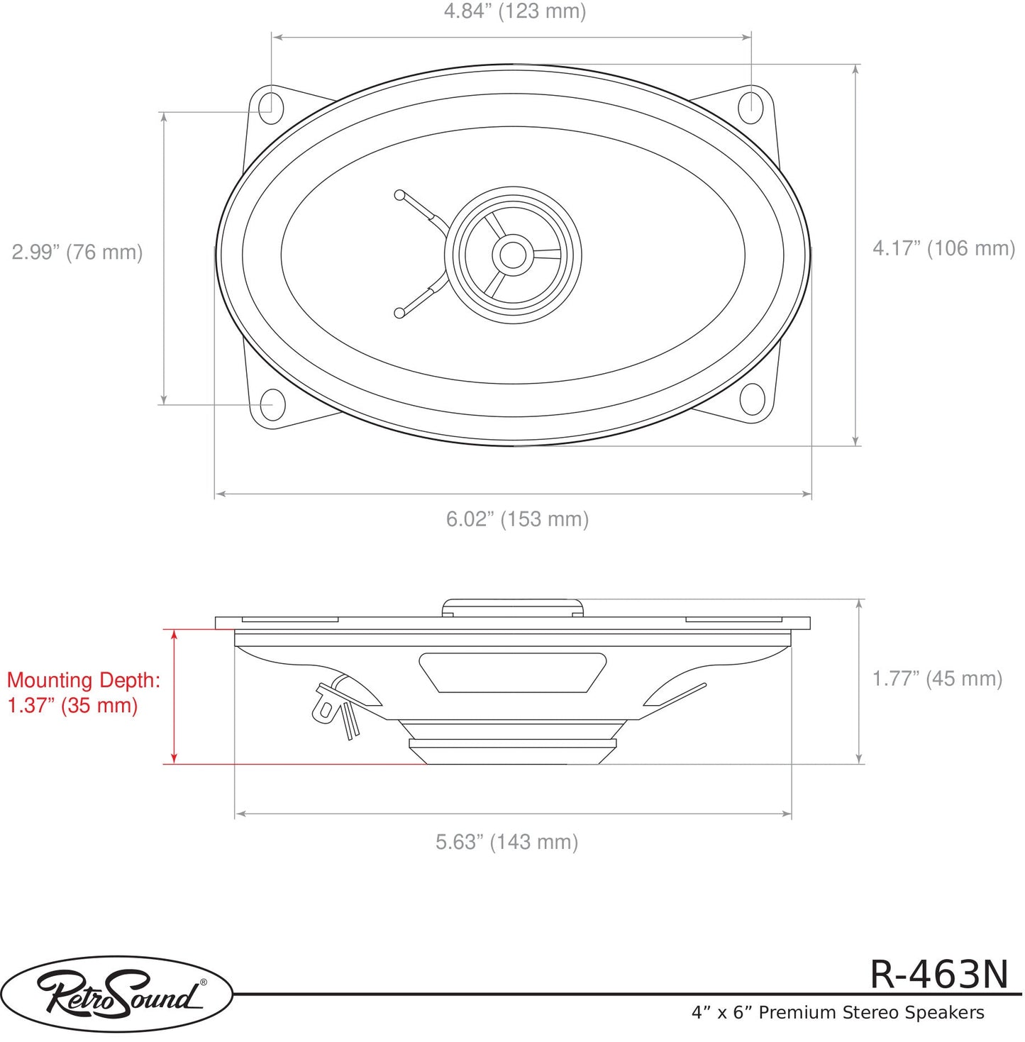 4x6-Inch Premium Ultra-thin GMC Sonoma Kick Panel Replacement Speakers
