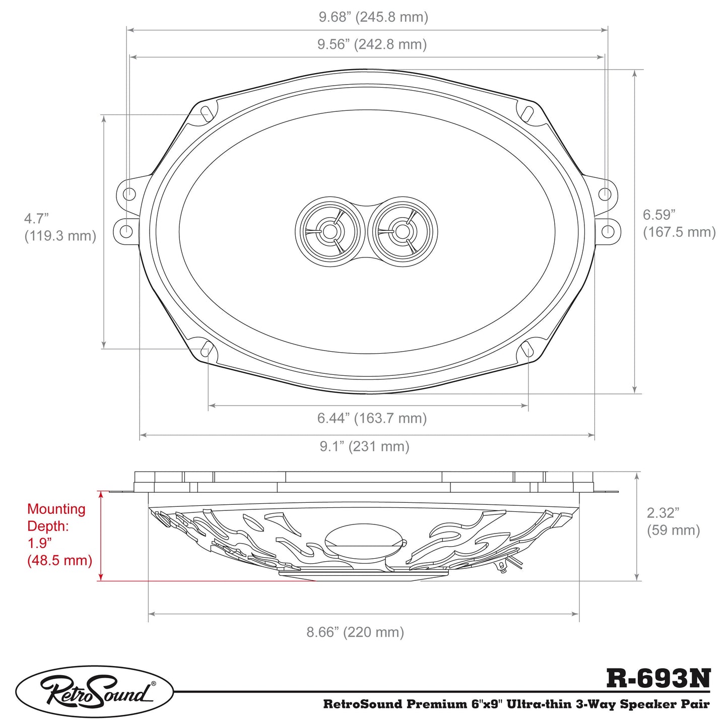 1983-1996 Chevrolet S10 Blazer 6"x9" 3-Way Premium Side Panel Speakers