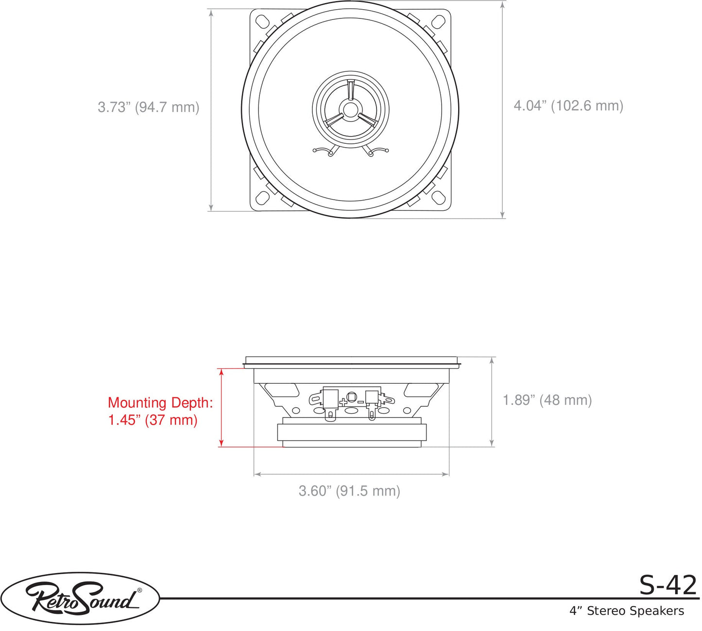 RetroSound® Standard Stereo Speakers 4" - Final Sale
