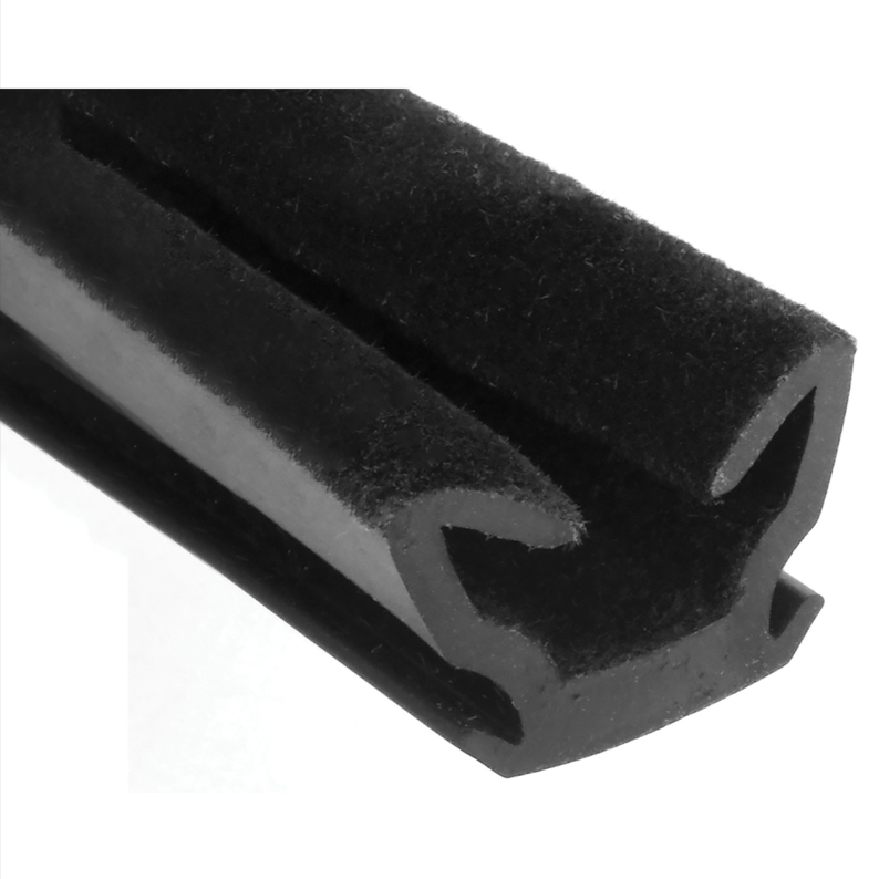 1963-67 Ford/Mercury; Rubber Glass Run Channel Weatherstrip; Flexible Flocked