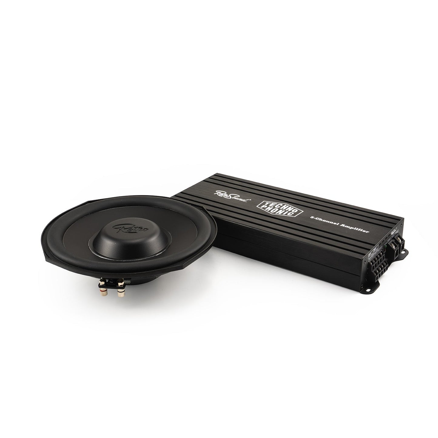 Technophonic 5-Channel Amplifier + R-TW84 Shallow-Mount Subwoofer Bundle