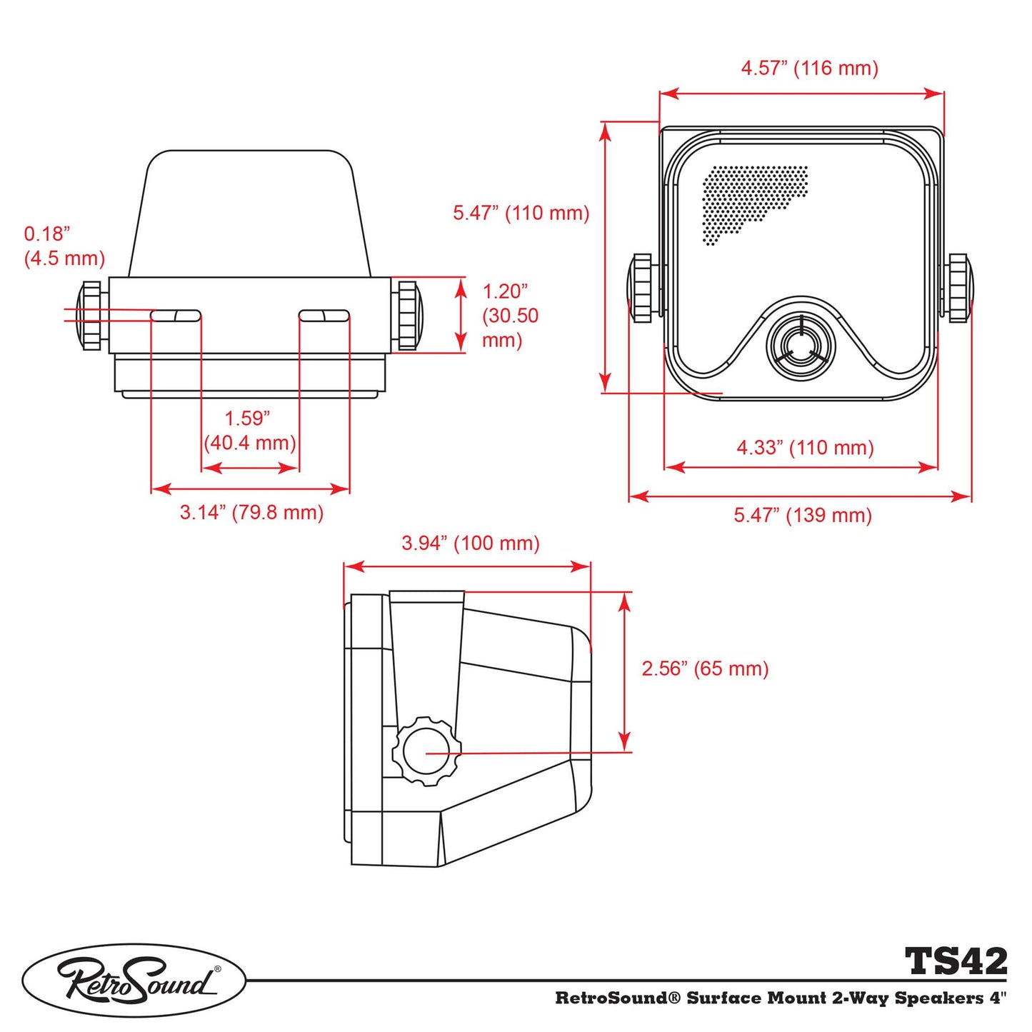 RetroSound® Surface Mount 2-Way Speakers 4" For 1989-1991 Chevrolet K5 Blazer