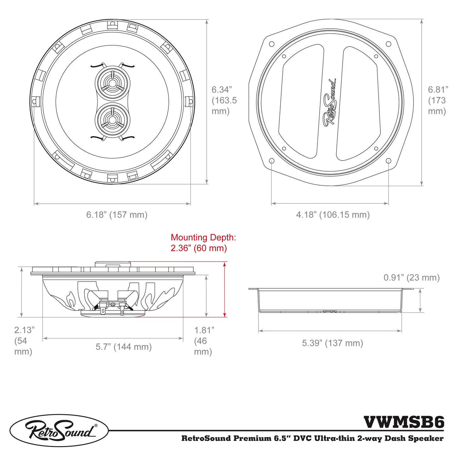 Dash Replacement Speaker for 1953-1957 Volkswagen Beetle