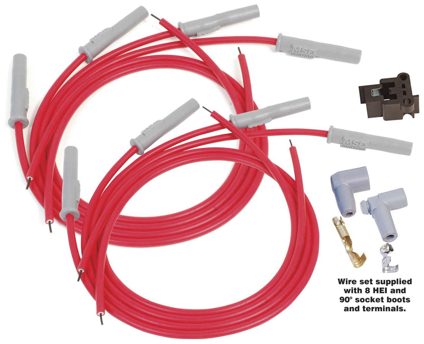 MSD #31199 Super Conductor Spark Plug Wire Set, 8 Cylinder Multi-Angle Plug, Socket/HEI